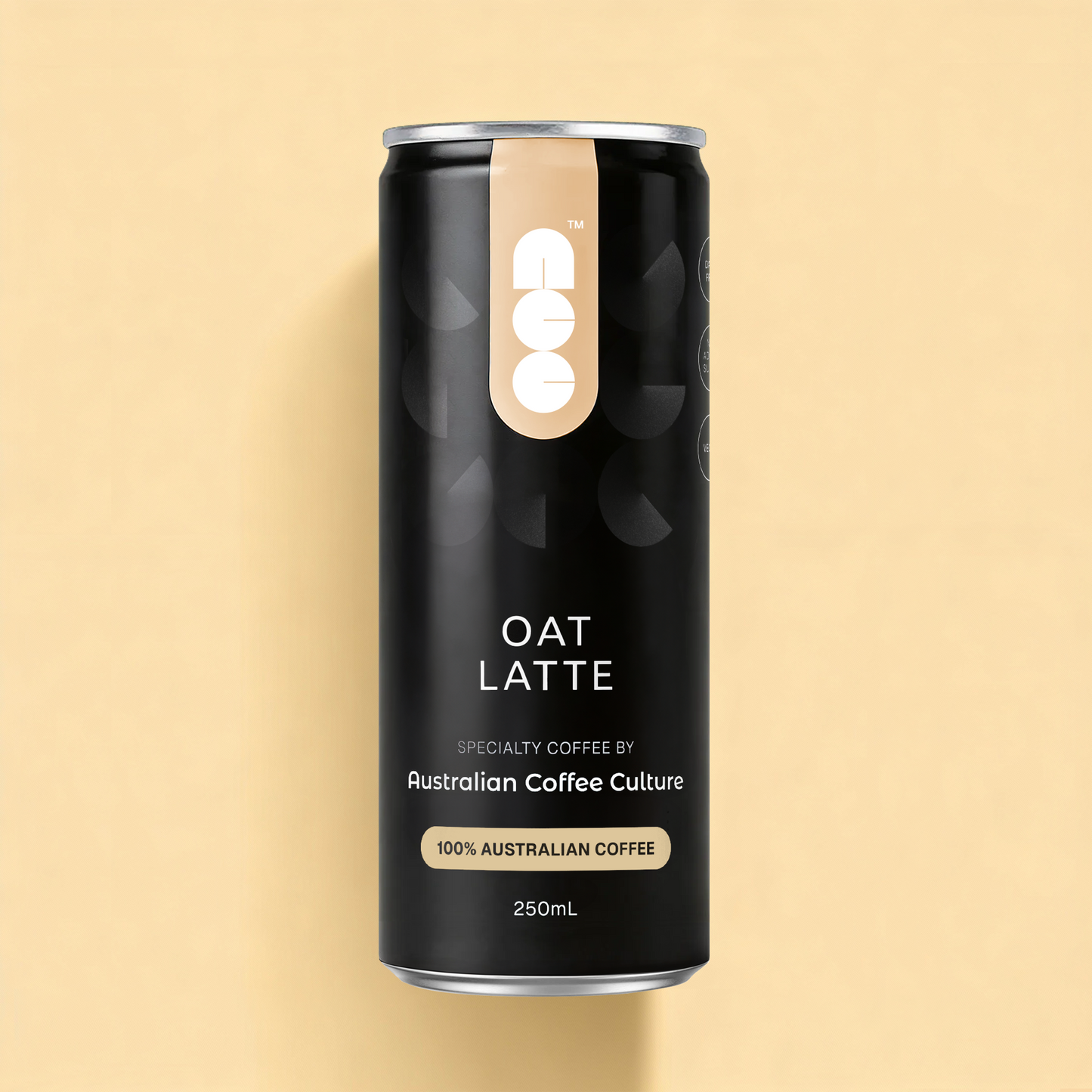 Front view of Australian Coffee Culture Oat Latte ready-to-drink coffee can